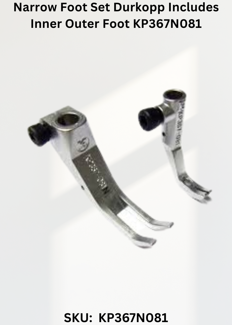 Narrow Foot Set Durkopp Includes Inner Outer Foot KP367N081 for Industrial Sewing Machines