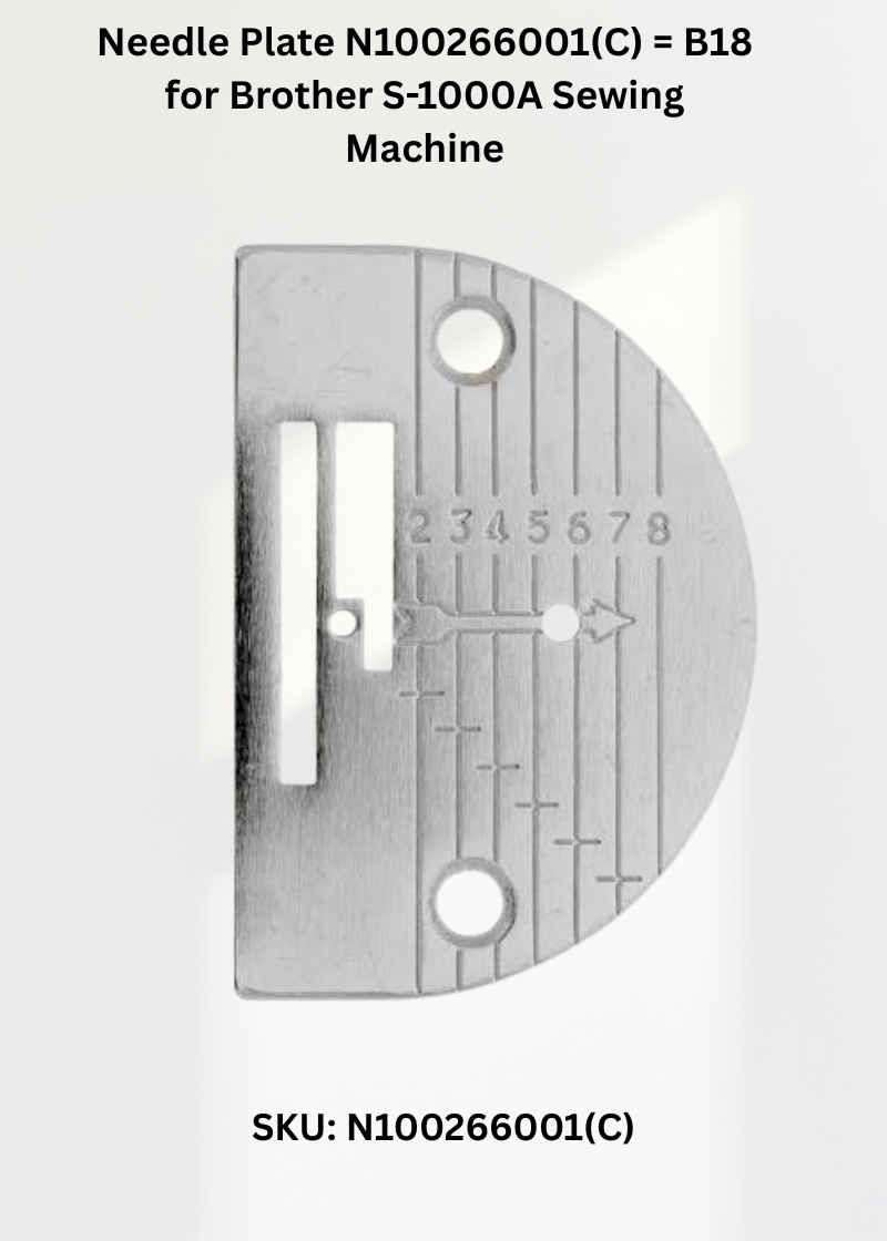 Needle Plate 100266001C = B18 for Brother S-1000A, Brother DB2-B755 and More Sewing Machines