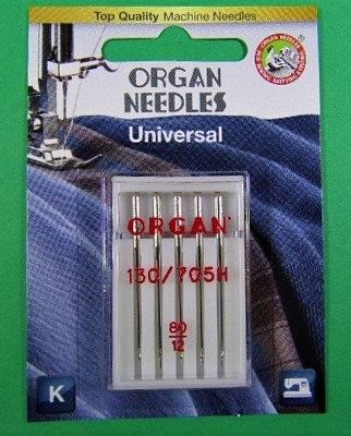 Needle Organ Universal 80/12 Carded/5 Needles