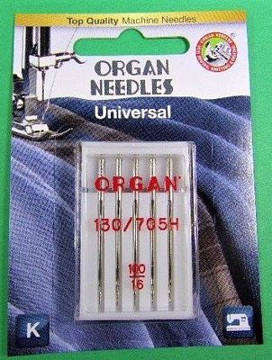 Needle Organ Universal 100/16 Carded/5 Needles
