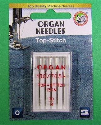 Needle Organ Top Stitch 90/14 Carded/5 Needles