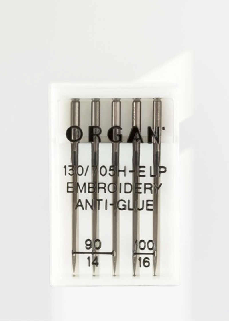 Organ Anti-Glue Embroidery Home Machine Needles - 15x1, 130/705H-ELP - 5/Pack