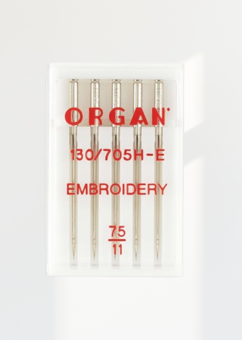 Organ Embroidery Home Machine Needles - Size 11 - 15x1, 130/705H-E - 5/Pack