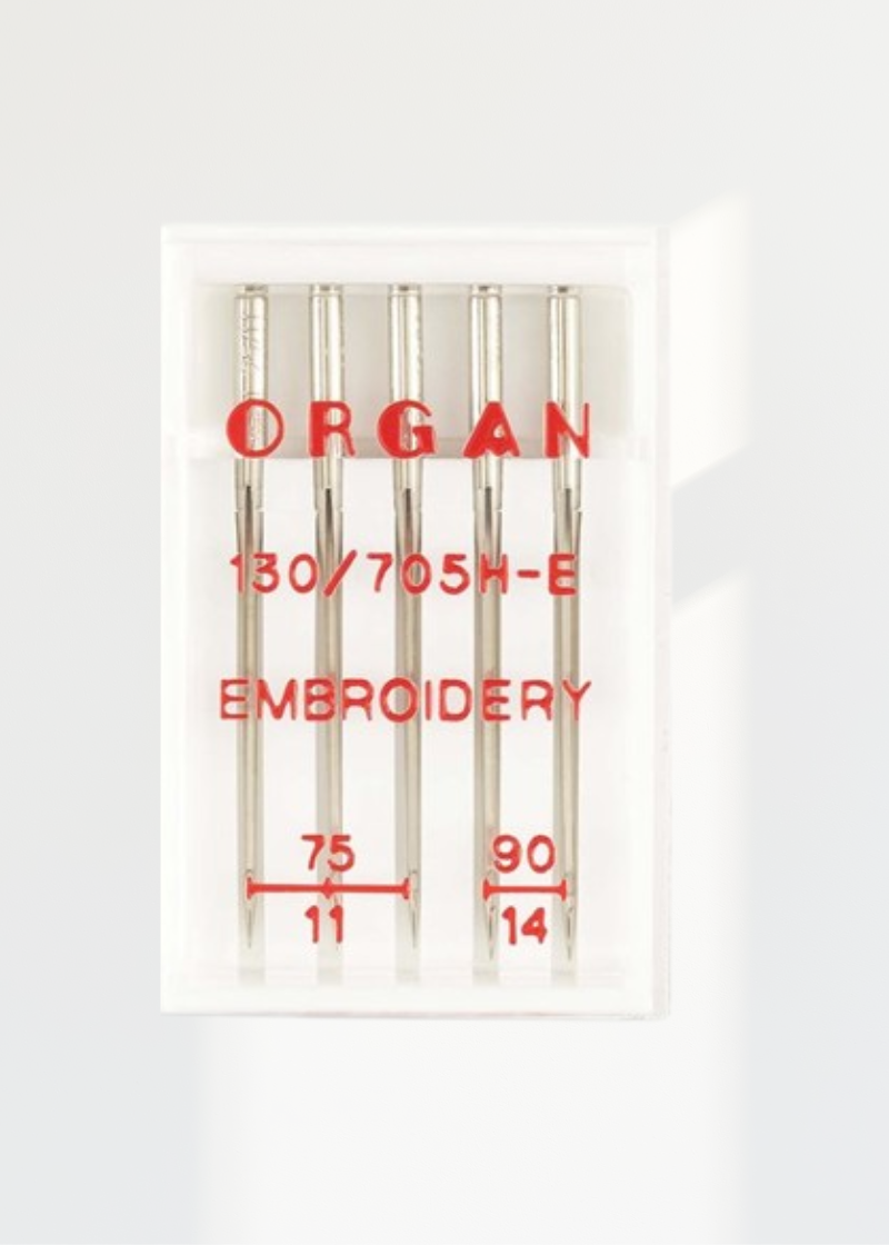 Organ Embroidery Home Machine Needles - Size 11 & 14 - 15x1, 130/705H-E - 5/Pack