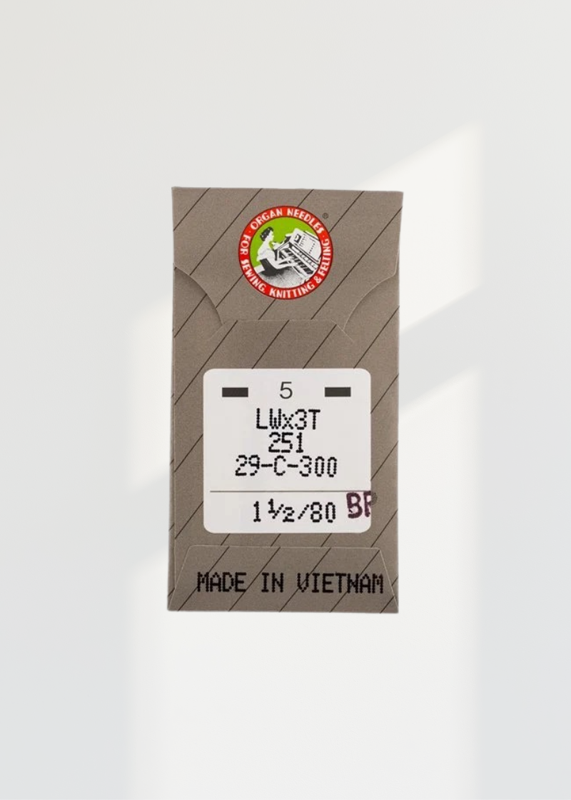 Organ Short Ball Point Blind Stitch Industrial Machine Needles - LWx3T, 29-C-300, 251, SY3690 - 5/Pack