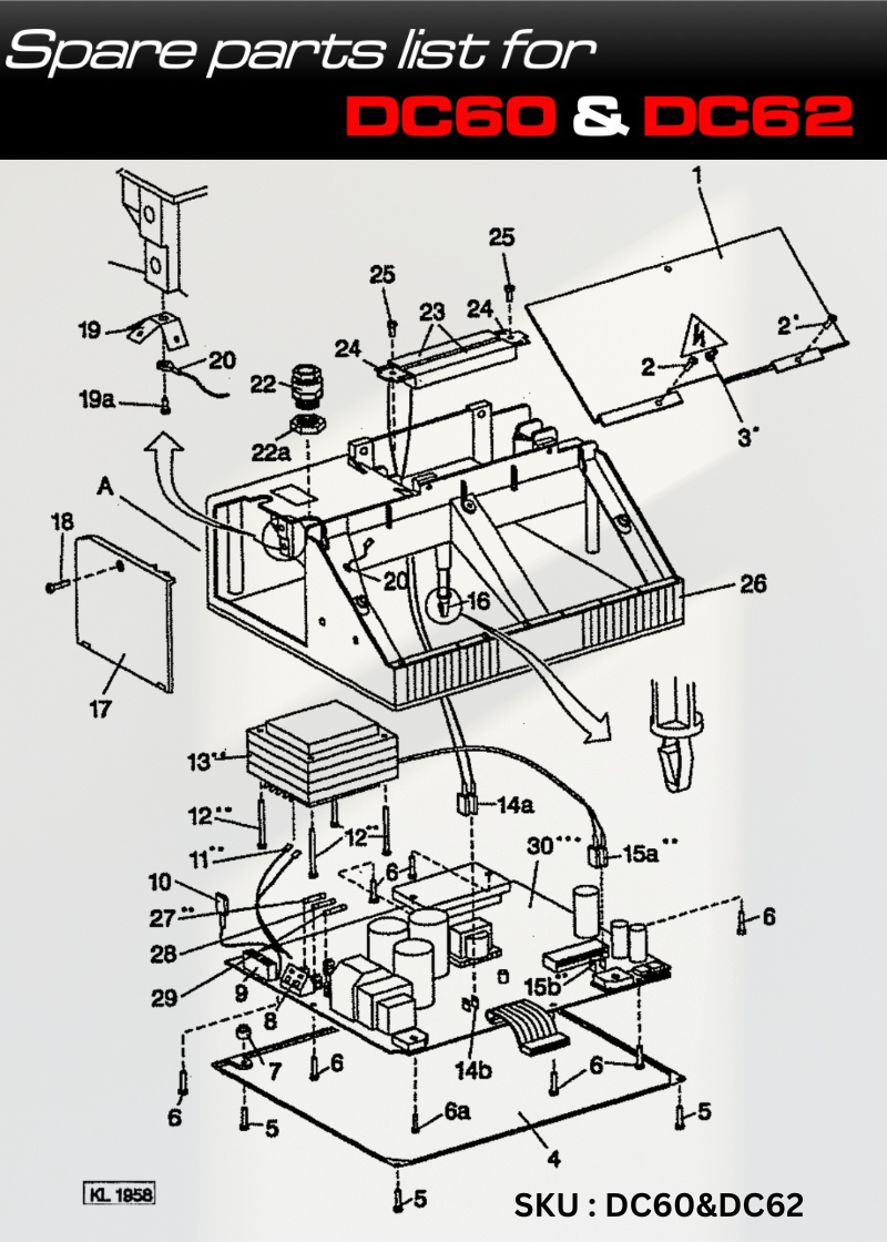 Printed Circuit AB60D1472Y3 with IC Program 1113313 for Efka DC60 & DC62 - DC60 and DC62 parts diagram