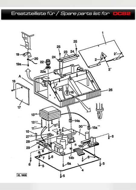 M4x10 Self-Locking Kombi-Torx Screw 600016 for Efka DC60, DC62 & DC82 - Efka DC82 parts diagram