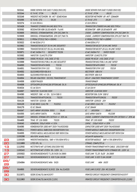 Efka DC82 spare parts list for part 600016, page 3