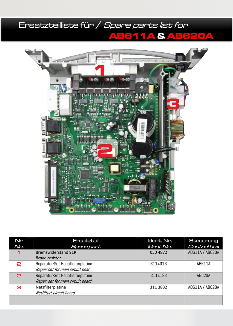 Line Filter Circuit Board 3113832 for Efka AB611A & AB620A - Efka AB611A and AB620A parts diagram