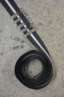 The Decorating Diva Black Metallic Zipper Tape 2.5yds- Silver