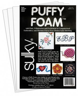 Sulky Puffy Foam 2mm White, 3 pack