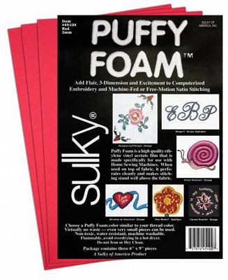 Sulky Puffy Foam 2mm Red, 3 pack