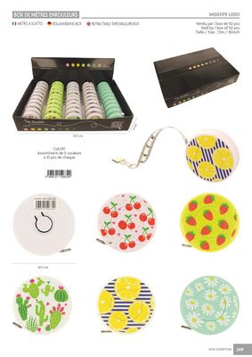 Products from Abroad Fruit Themed Tape Measure 50pcs Display