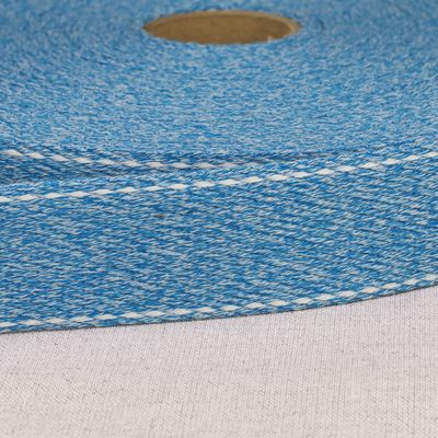 Products from Abroad Mottled Webbing with Saddle Stitch, 1.25 in, Blue
