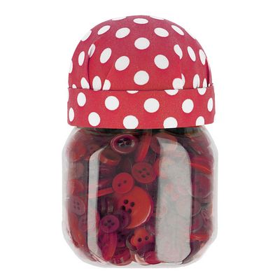 Products from Abroad Button Jar with Pincushion Lid-Red
