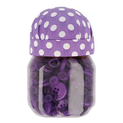 Products from Abroad Button Jar with Pincushion Lid-Purple