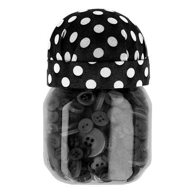 Products from Abroad Button Jar with Pincushion Lid-Black