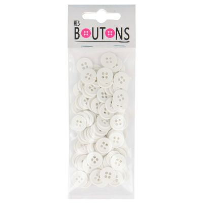 Products from Abroad Carded Buttons, 100pcs/pk-White