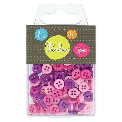 Products from Abroad 9mm Asst. Buttons. 150pcs-Pink/Mauve/Fuchsia