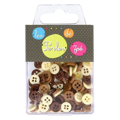 Products from Abroad 9mm Asst. Buttons. 150pcs-Brown/Beige