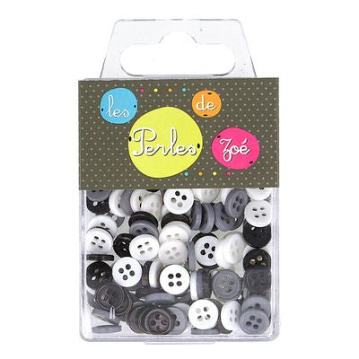 Products from Abroad 9mm Asst. Buttons. 150pcs-Black/White/Gray