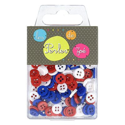 Products from Abroad 9mm Asst. Buttons. 150pcs-Red/White/Blue