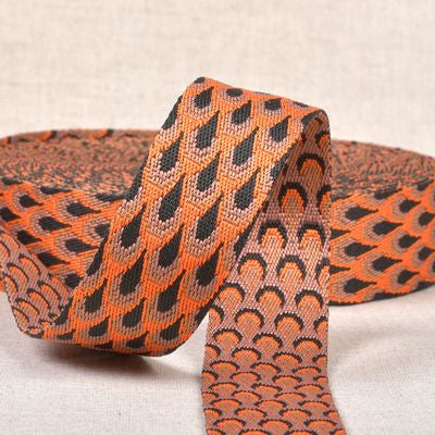 Products from Abroad Peacock Pattern Webbing 1.5 in x 15.95yds, Orange
