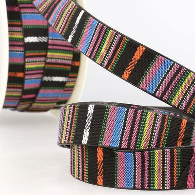 Products from Abroad Braid w Faux Leather Backing, Blk/Wht/Or/Gn/Pu/Blu