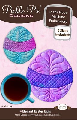Pickle Pie Designs Elegant Easter Egg Trivets In the Hoop Machine Emb