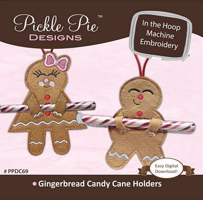 Pickle Pie Designs Gingerbread Candy Cane Holder In the Hoop Machine