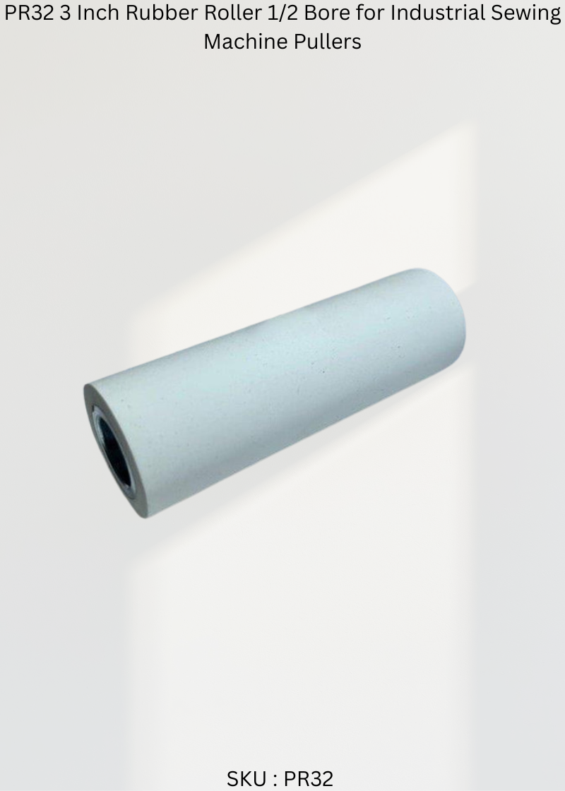PR32 3 Inch Rubber Roller 1/2 Bore for Industrial Sewing Machine Pullers