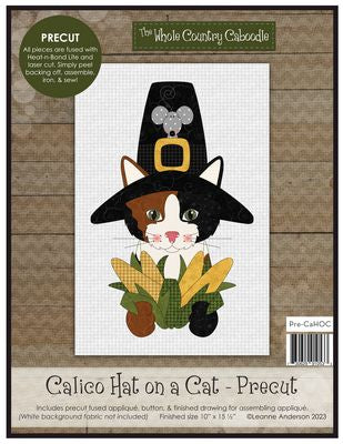 The Whole Country Caboodle Calico Hat on a Cat Precut Fused Applique Pack