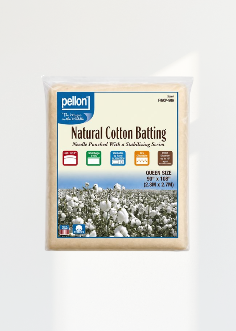 Pellon Natural Cotton Batting W/ Scrim - Queen - 90" x 108"