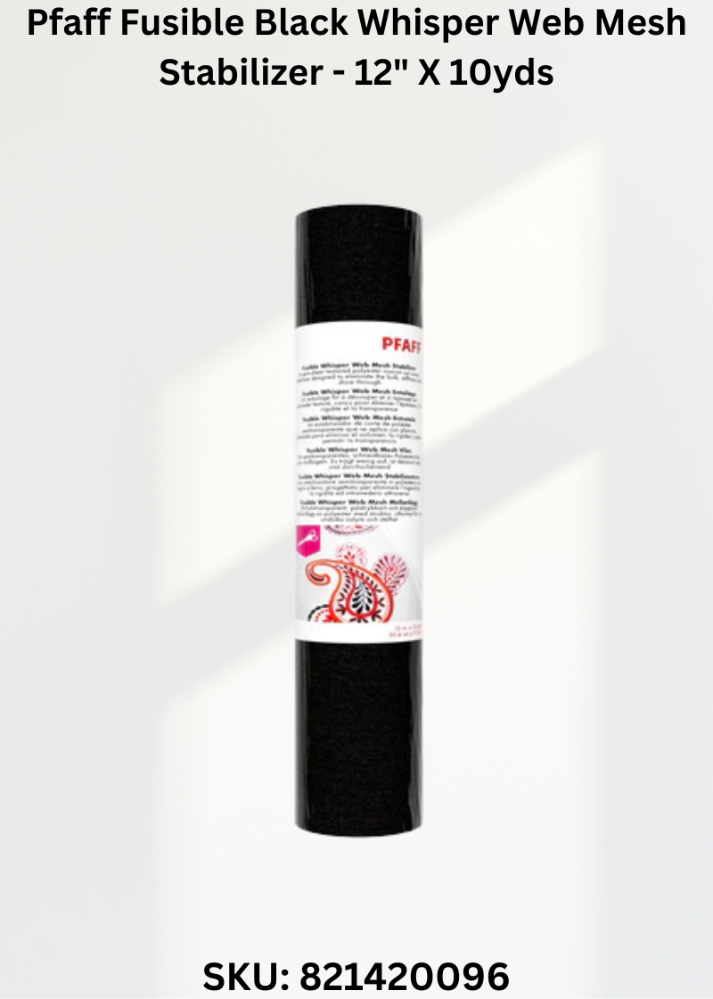 Pfaff Fusible Black Whisper Web Mesh Stabilizer - 12" X 10yds