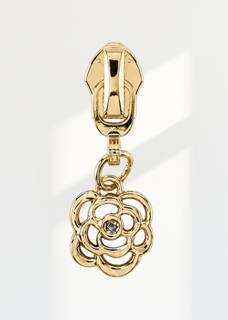 #5 Metallic Nylon Rose Zipper Pulls