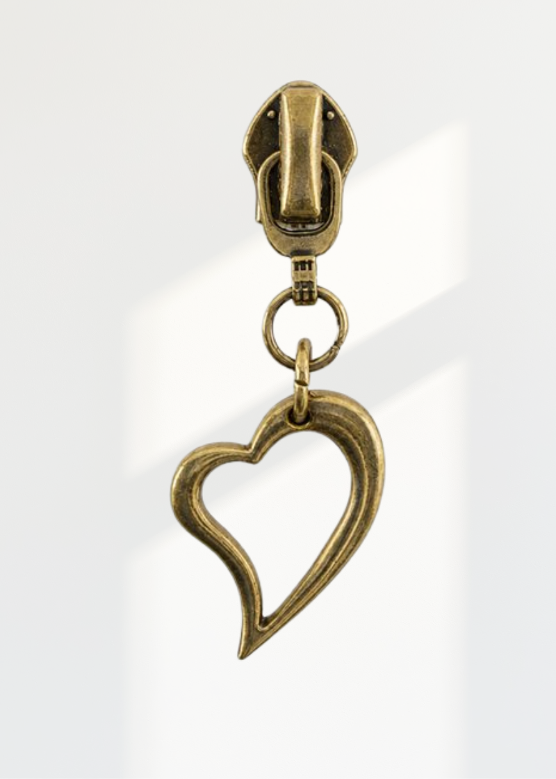 #5 Metallic Nylon Script Heart Zipper Pulls