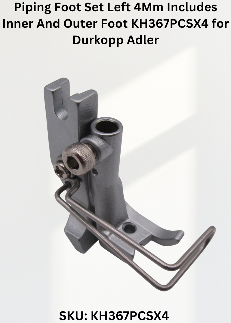 Piping Foot Set Left 4Mm Includes Inner And Outer Foot KH367PCSX4 for Durkopp Adler 367, 467, 767 Sewing Machines