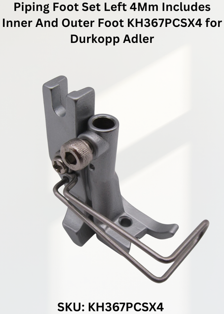 Piping Foot Set Left 4Mm Includes Inner And Outer Foot KH367PCSX4 for Durkopp Adler 367, 467, 767 Sewing Machines