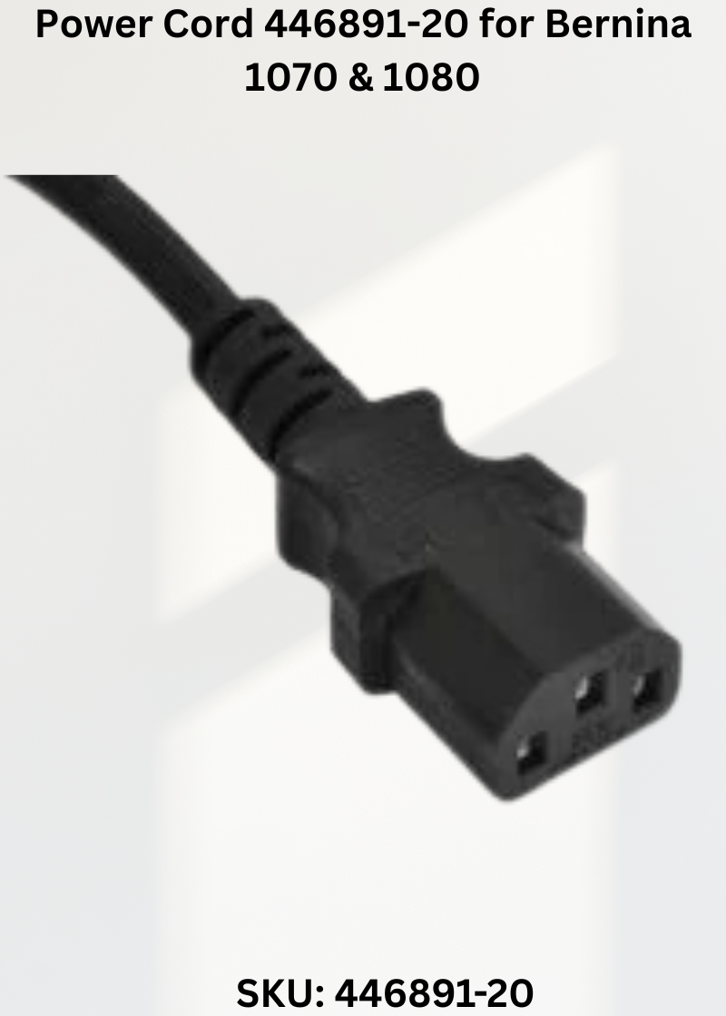 Power Cord 446891-20 — Fits Bernina 1070, 1080 & more