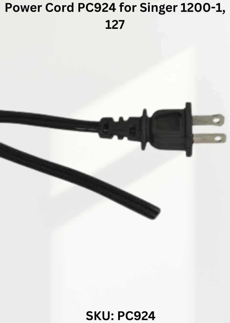 Power Cord PC924 — Fits Singer 1200-1, 127, 128, 185 & more