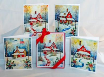 Quiltberry Farm Home for the Holidays 8 Card Box Collection