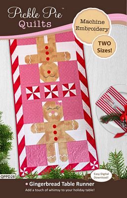 Pickle Pie Designs Gingerbread Table Runner Quilt Machine Embroidery