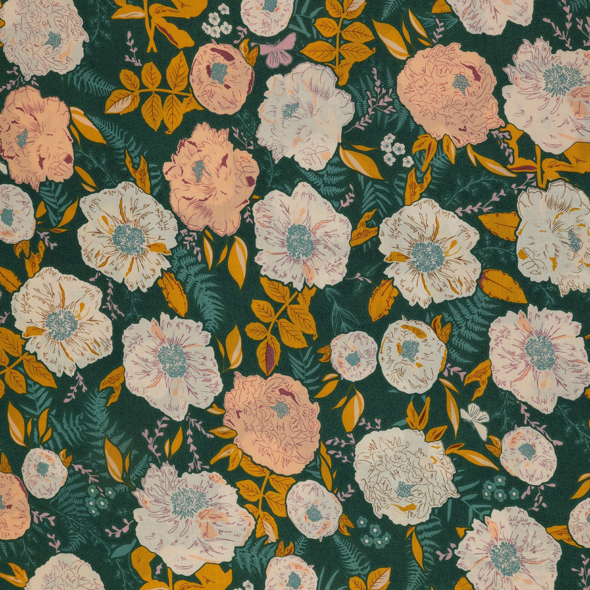 Foraged Garland Golden Fabric in Rayon