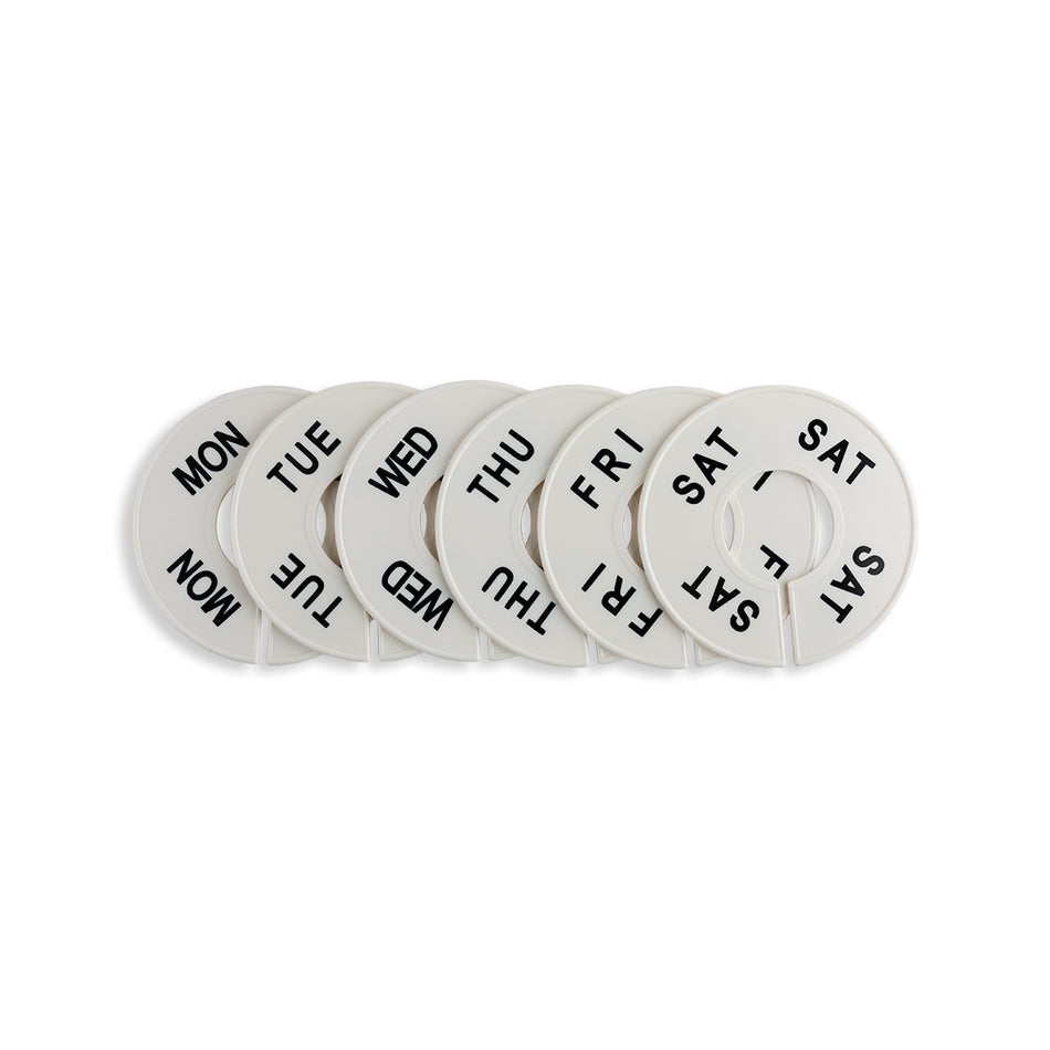 Days (Mon-Sat) Circular Rack Dividers Set - 3 1/2"