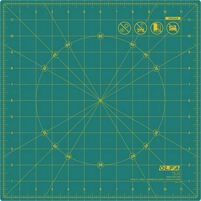 Olfa Square Rotating Rotary Cutting Mat 12 in Green