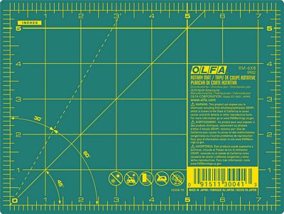 Olfa Self Healing Double Sided Rotary Mat 6inx8in Green