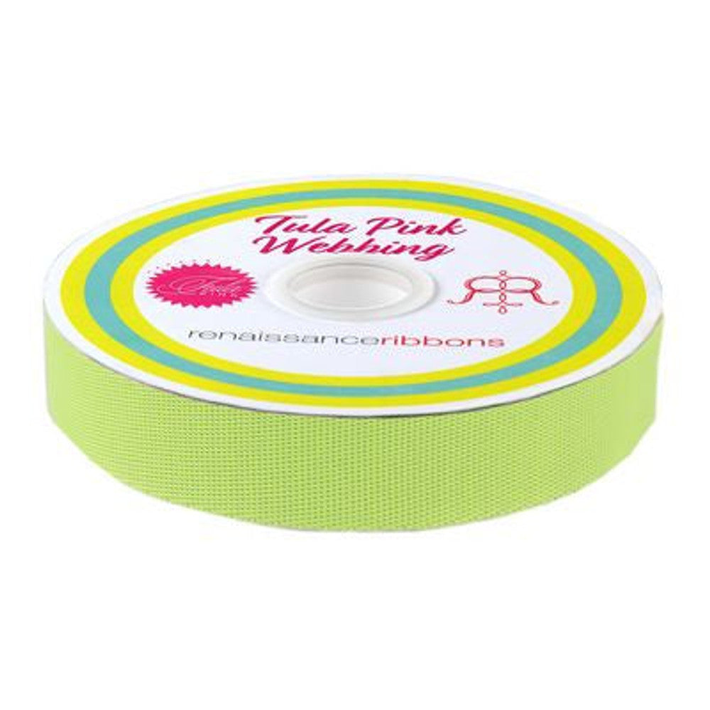 Renaissance Ribbons MoonBeam/Neon 1in Webbing Tula Pink -16yd Spool