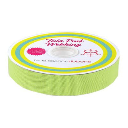 Renaissance Ribbons MoonBeam/Neon 1in Webbing Tula Pink -16yd Spool