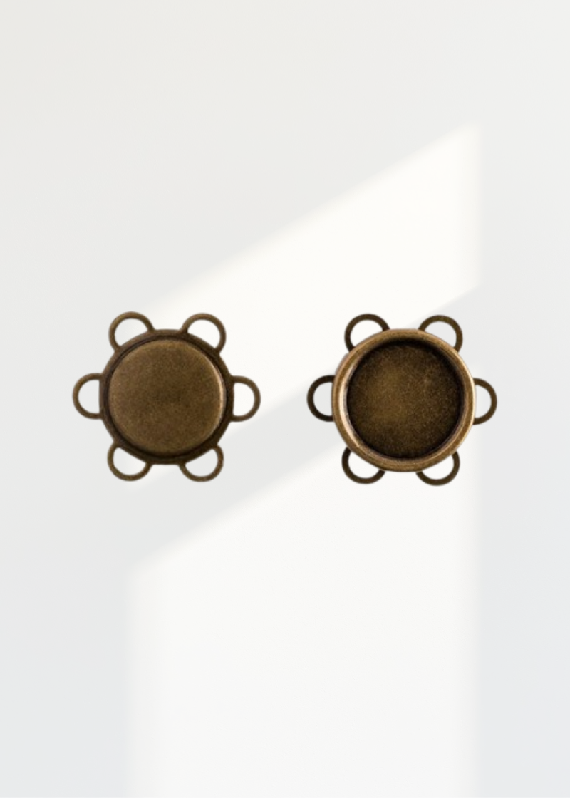 Round Magnetic Sew-On Snaps - 18mm - 1 Set/Pack - Antique Brass