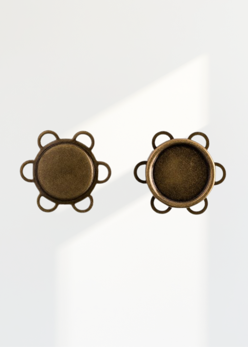 Round Magnetic Sew-On Snaps - 18mm - 1 Set/Pack - Antique Brass